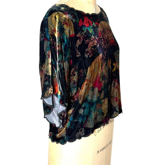 Johnny Was velvet crop top with dolman sleeves Size XS - Picture 5 of 6